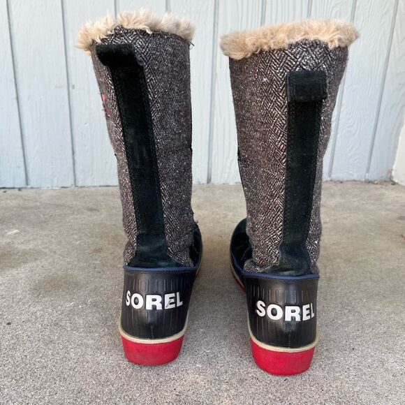 Sorel Tivoli High Herringbone Waterproof Fur Gray Boots Women's - SZ 8 - Picture 5 of 14